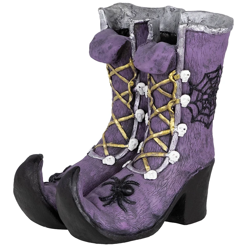 15" Purple Witch's Boots Ceramic Halloween Decoration