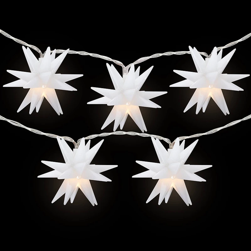 10-Count LED White Star Christmas Fairy Lights 5.25ft Copper Wire