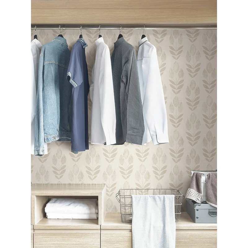 NuWallpaper Cream Folk Tulip Peel & Stick Wallpaper