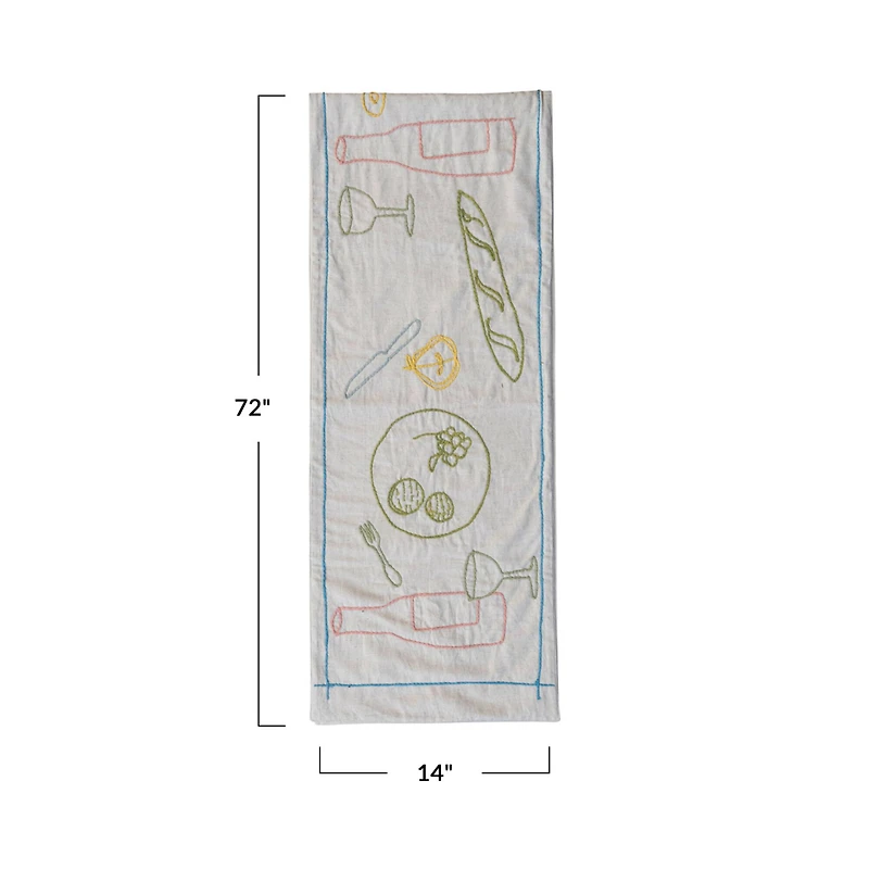 Hello Honey® 6ft. Food & Beverage Cotton Embroidered Table Runner