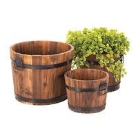 3 Apple Barrel Planters Set