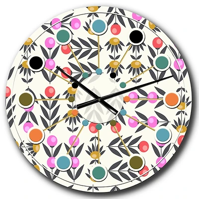 Designart 'Retro Abstract Floral Design Xi Mid-Century Modern Wall Clock