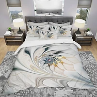 DesignArt White Stained Glass Floral Art Duvet Cover Set