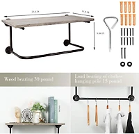 NEX™ Gray Wall Mounted Industrial Rustic Wood & Metal Coat Rack