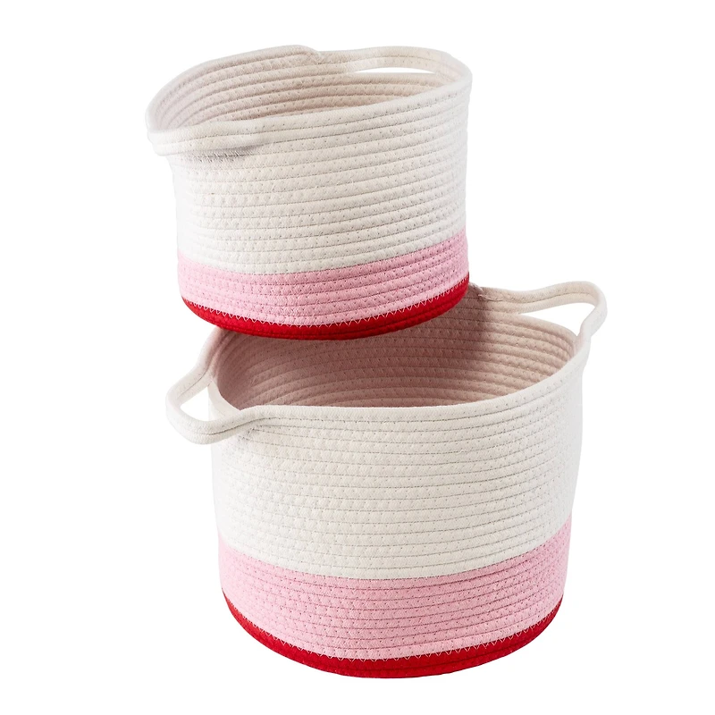 Honey Can Do Red & White Ombré Nesting Cotton Rope Storage Basket Set