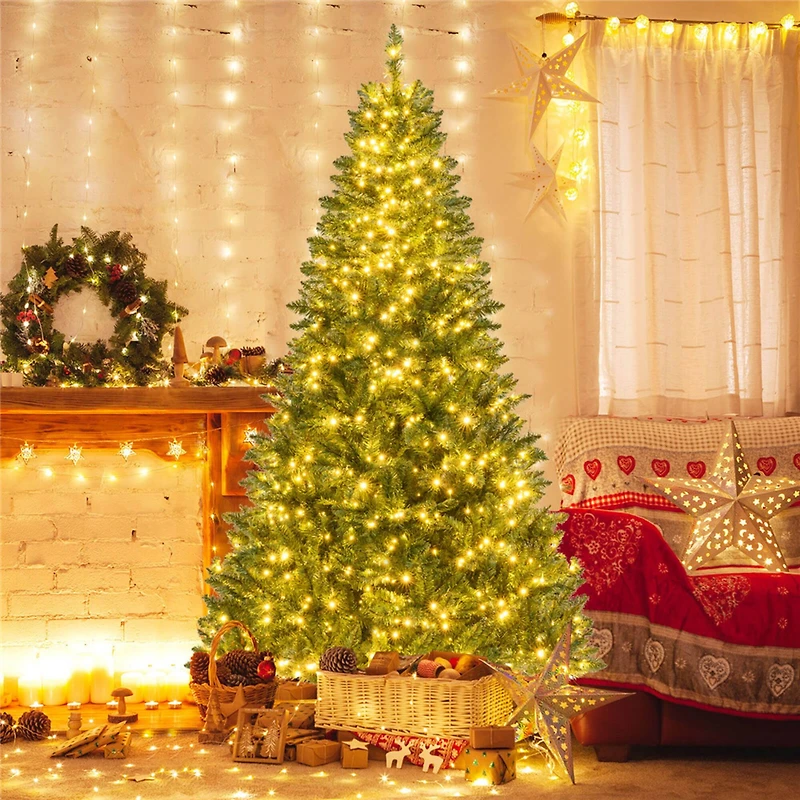 Costway 7ft. Artificial Christmas Tree, Warm White LED Lights
