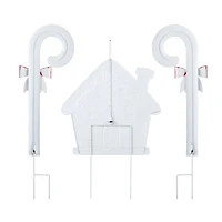 Glitzhome® 33" Metal Christmas Gingerbread House and Candy Cane Yard Stake Set