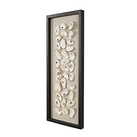 Cream Shell Shell Handmade Abstract Wall Décor with Beige Linen Backing & Black Frame