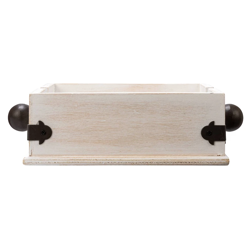 Hello Honey® 9.5" Whitewashed Farmhouse Square Wood & Metal Napkin Holder