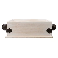 Hello Honey® 9.5" Whitewashed Farmhouse Square Wood & Metal Napkin Holder