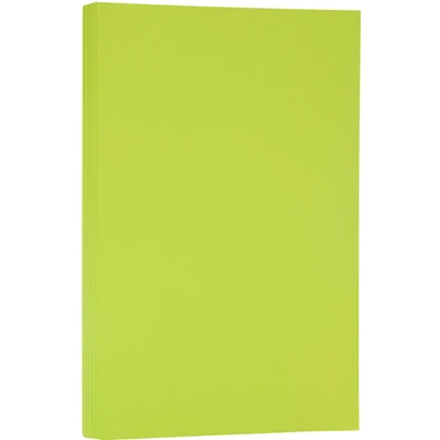 JAM Paper Ultra Lime Green Bright Hue 8.5" x 14" 24lb. Recycled Colored Legal Paper, 500 Sheets