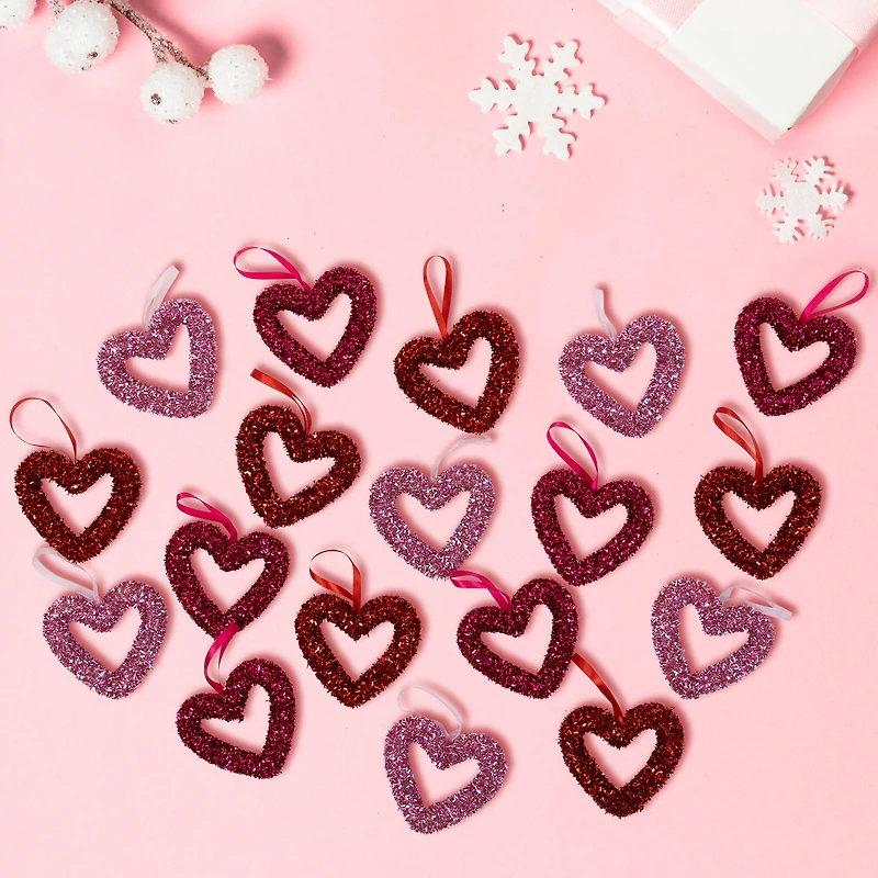 4" Shimmering Tinsel Hearts Valentine's Day Hanging Wall Décor, 18ct.