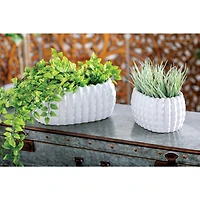 Set of 3 White Stoneware Traditional Planter, 9", 13", 17"