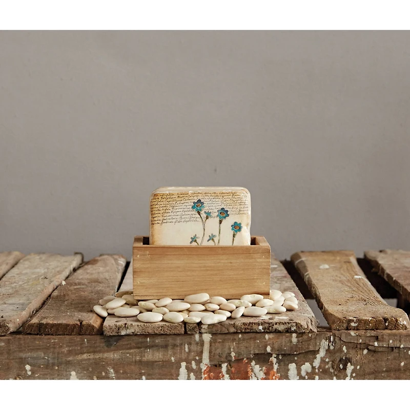 Hello Honey® Floral Coaster Set in Wood Box