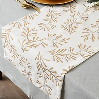 DII® 72" Metallic Holly Leaves Table Runner
