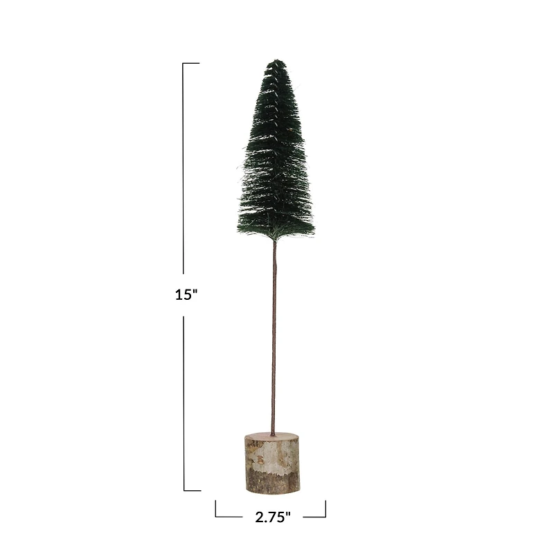 Hello Honey® 15" Green Sisal Bottle Brush Tree with Wood Base & Glitter Stars