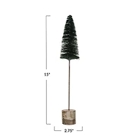 Hello Honey® 15" Green Sisal Bottle Brush Tree with Wood Base & Glitter Stars