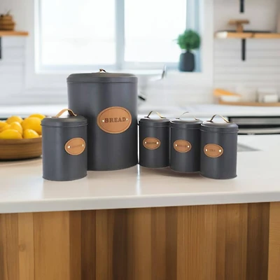 MegaChef Kitchen Food Storage & Organization Gray 5-Piece Canister Set