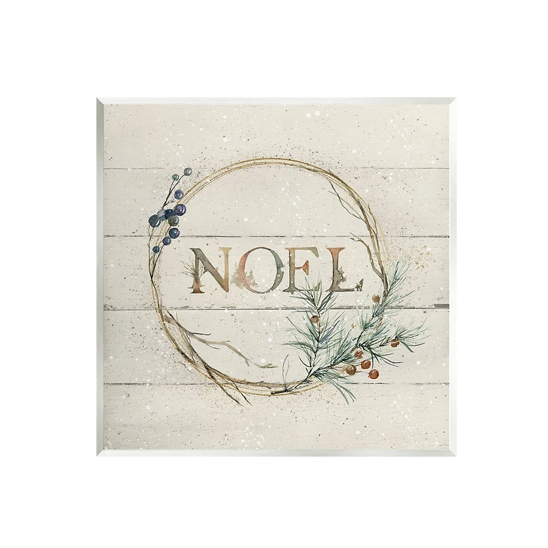 Stupell Industries Noel Holiday Botanical Wreath Wall Plaque Art