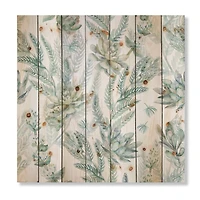 Designart - Floral Seamless Pattern Succulents Ferns Thorns - Farmhouse Print on Natural Pine Wood