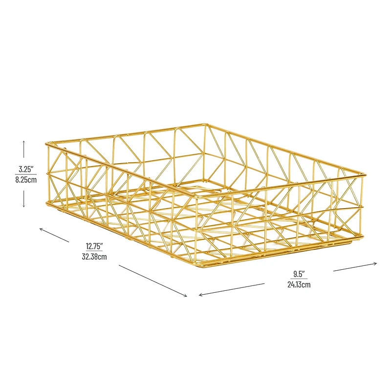 Mind Reader Document Organizer, Desktop Organizer, File Storage, Modern, Office, Metal, Gold