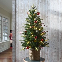 4ft. Pre-Lit & Pre-Decorated Scotch Creek Fir Entrance Artificial Christmas Tree, Warm White LED Lights