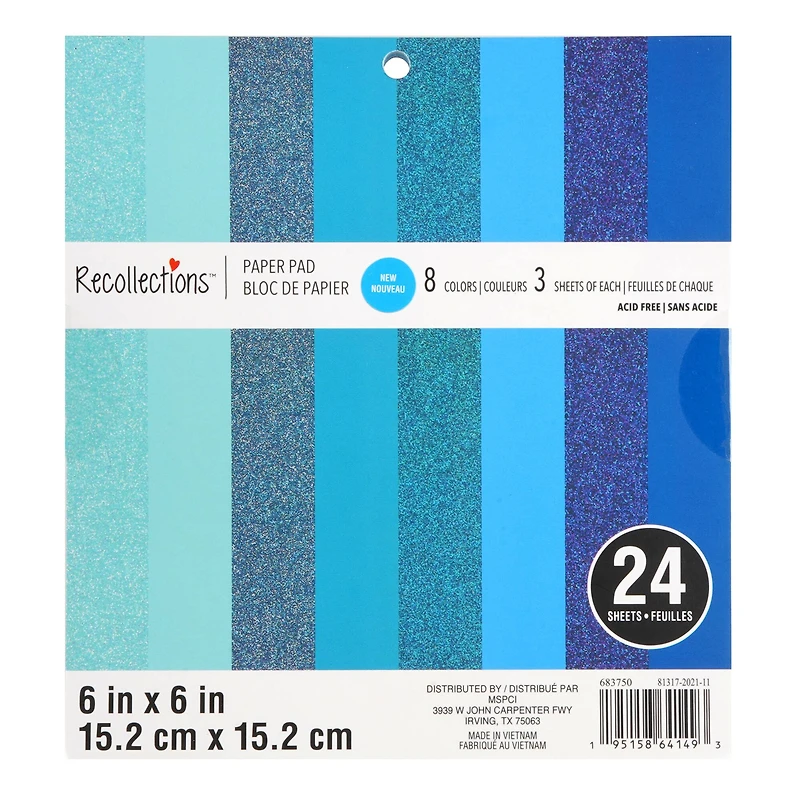 12 Pack: Blue Paper Pad by Recollections™, 6" x 6"