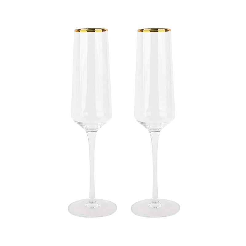 6oz. Clear Flute Glasses with Gold Rim, 2ct. by Celebrate It™