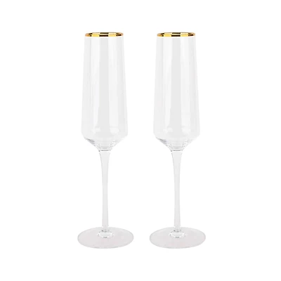 6oz. Clear Flute Glasses with Gold Rim, 2ct. by Celebrate It™