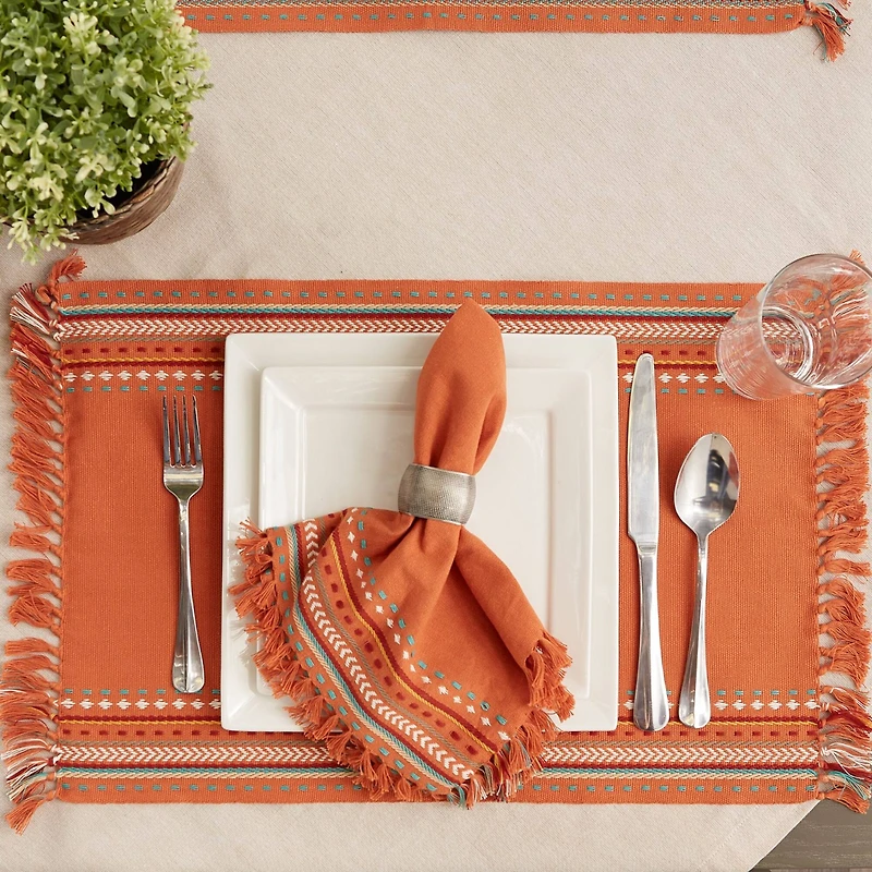 DII® Sedona Sunset Hacienda Stripe Fringed Cloth Dinner Napkins, 6ct.