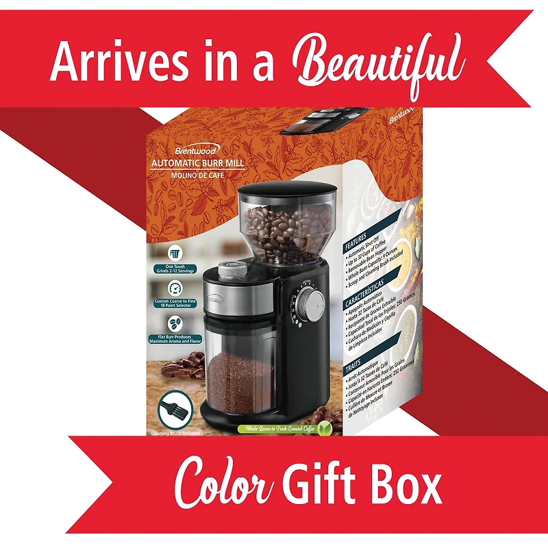 Brentwood 8oz. 150-Watt Automatic Burr Coffee Bean Grinder Mill