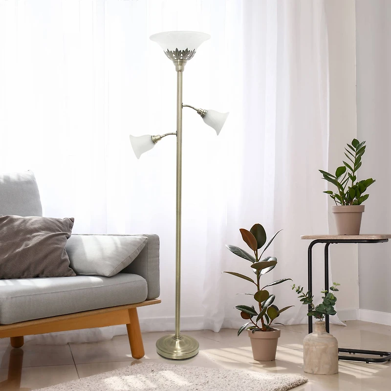 Lalia Home Torchiere Floor Lamp with 2 Reading Lights