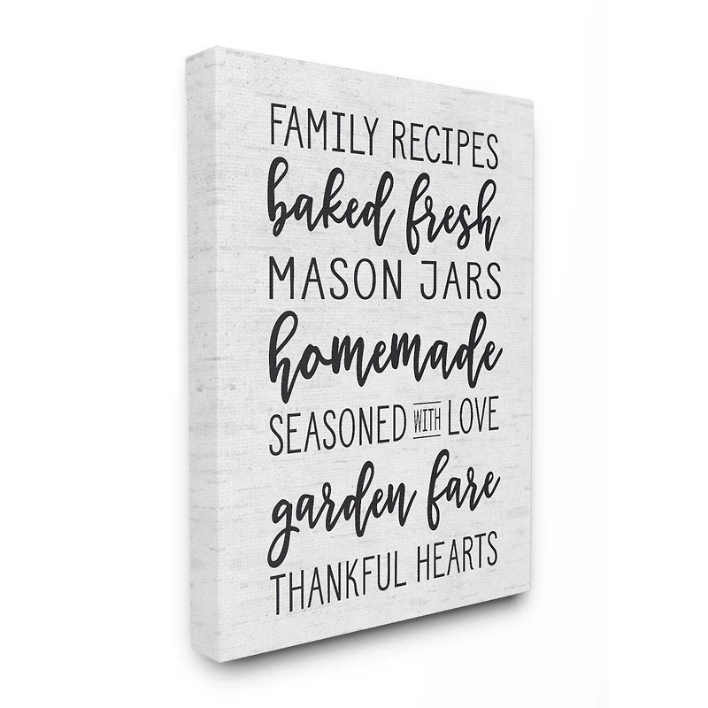 Stupell Industries Family Recipes Typography Canvas Wall Art
