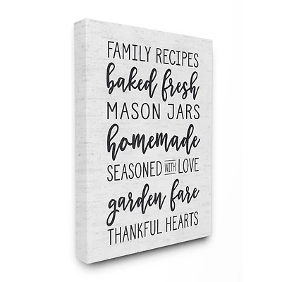 Stupell Industries Family Recipes Typography Canvas Wall Art