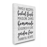 Stupell Industries Family Recipes Typography Canvas Wall Art