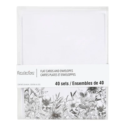 Black Floral Flat Cards & Envelopes by Recollections™, 4.25" x 5.5"