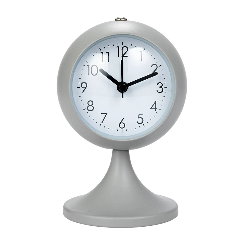 Hello Honey® 5" White Round Metal Table Clock with Alarm