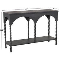 47" Black Wood Arched 1-Shelf Living Room Console Table