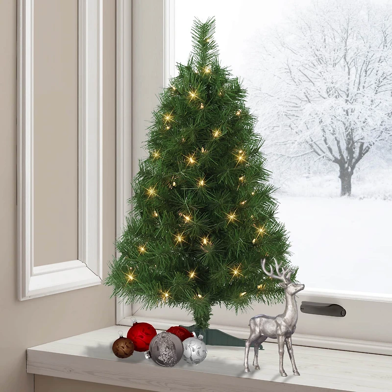 3ft. Pre-Lit Snow Ridge Artificial Fir Christmas Tree, Clear Lights