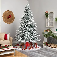 10ft. Pre-Lit Flocked Rock Springs Spruce Artificial Christmas Tree, Clear LED Lights