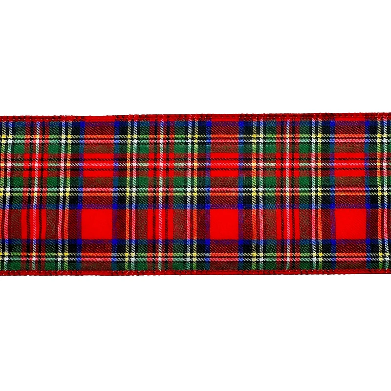3.5" x 25ft. Red Tartan Wired Ribbon by Celebrate It®