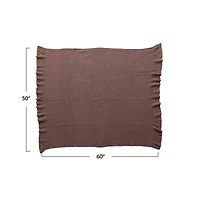 Hello Honey® 60" Brown Brushed New Zealand Wool Throw with Ruffled Edge