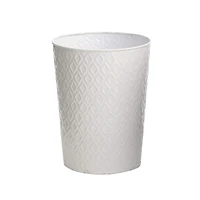 10" White Embossed Tin Planter