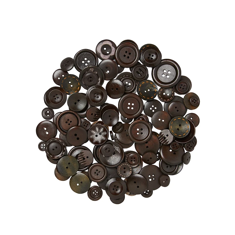 Dark Brown Wooden Buttons By Loops & Threads®