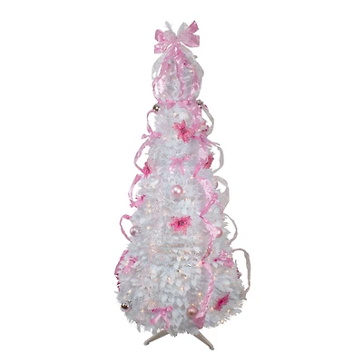 6ft. Pre-Lit Pink & White Pre-Decorated Pop-Up Artificial Christmas Tree