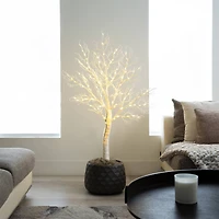 4ft. Pre-Lit White Twig Artificial Tree, Warm White LED Lights