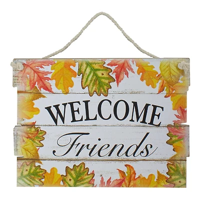 16" Autumn Leaves Welcome Friends Wall Sign