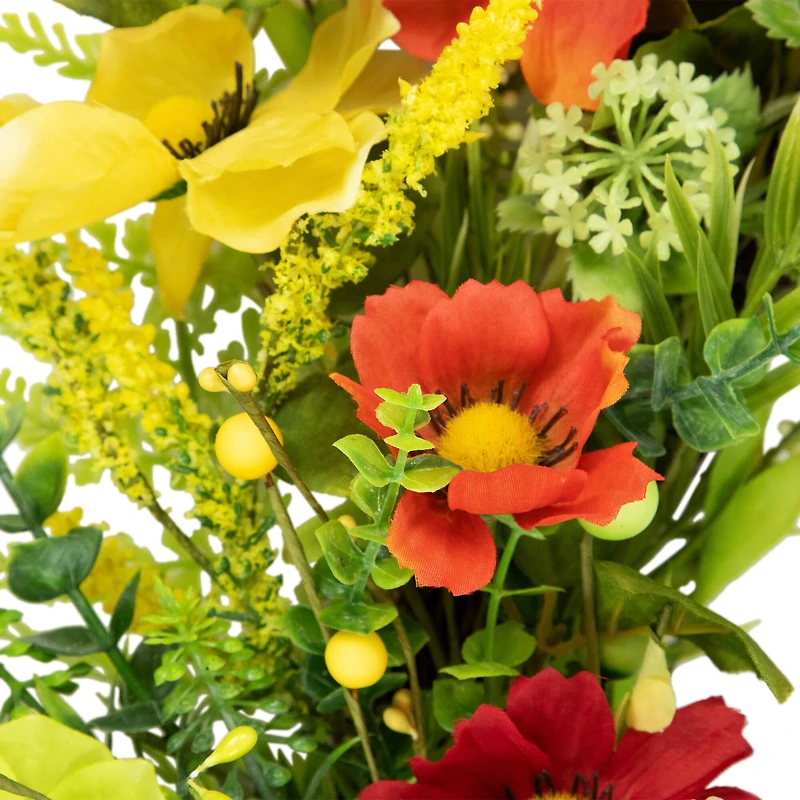 26" Poppy & Eucalyptus Spring Wreath