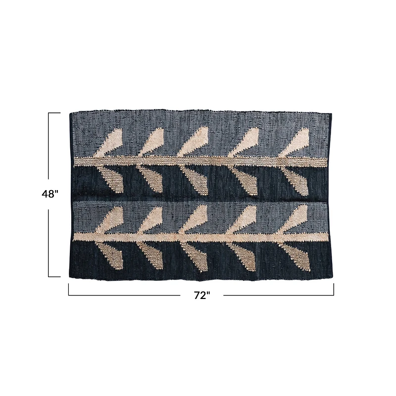 Hello Honey® 4ft. x 6ft. Black & Natural Woven Jute, Leather & Cotton Chindi Rug