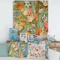 Designart - Blooming White and Orange Tulips III